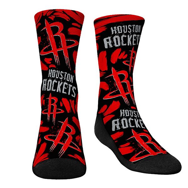 Youth Rock Em Socks Houston Rockets Allover Logo & Paint Crew Socks Unbranded