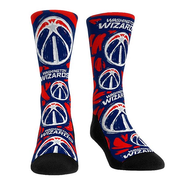 Unisex Rock Em Socks Washington Wizards Allover Logo & Paint Crew Socks Unbranded