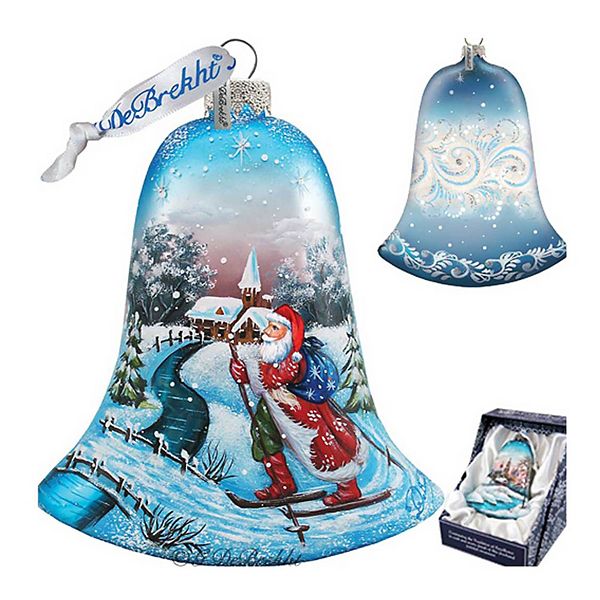 G.Debrekht Santa on Ski Bell Glass Christmas Ornament by G. DeBrekht  Christmas Decor - 73342 G.DeBrekht