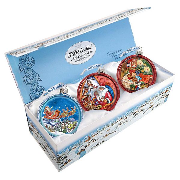 G.Debrekht Santa Glass Christmas Ornament Set of 3 by G. DeBrekht  Christmas Decor - 73310-B3 G.DeBrekht