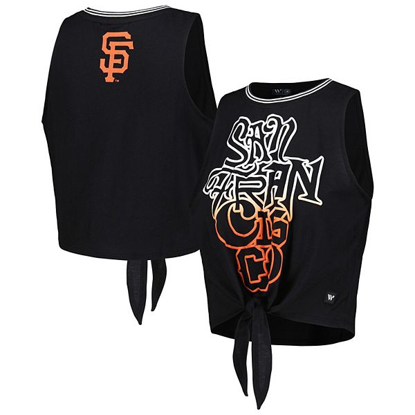 Women's The Wild Collective Black San Francisco Giants Twisted Tie Front Tank Top The Wild Collective