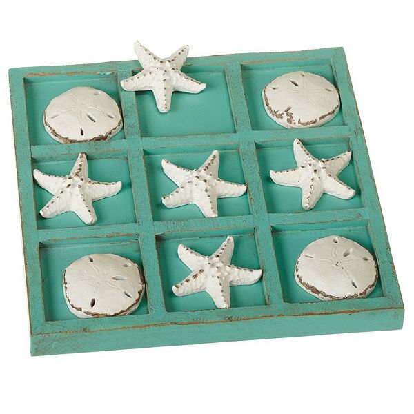 Set of 2 Starfish and Sand Dollar Tic Tac Toe Board Game 9" Diva At Home