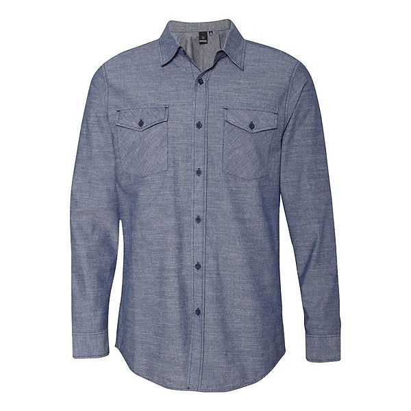 Рубашка Burnside Chambray из 80% хлопка и 20% полиэстера с длинным рукавом, карманами и двухкомпонентным воротником Burnside