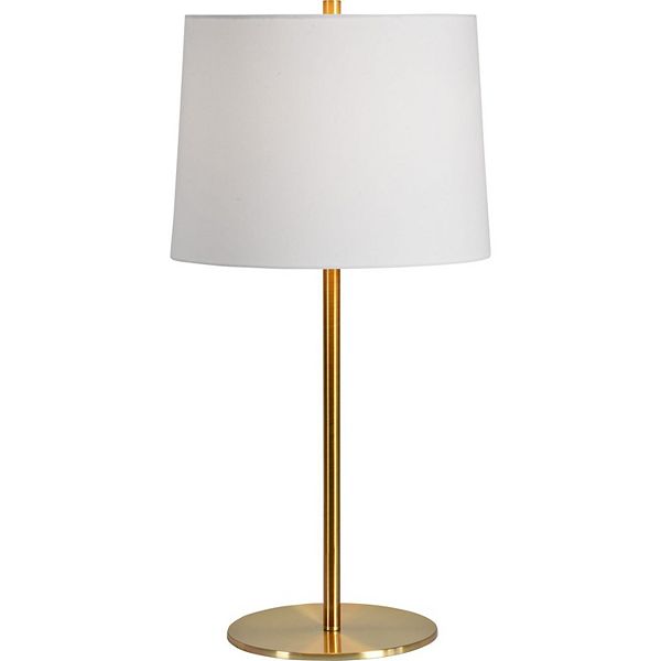 27" Antique Brass Table Lamp with White Drum Shade Signature Home Collection