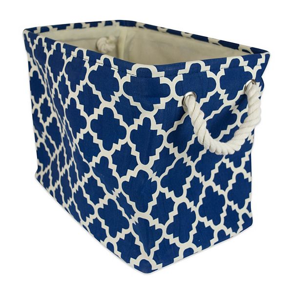 Rectangular Polyester Storage Bin with Lattice Design Contemporary Home Living