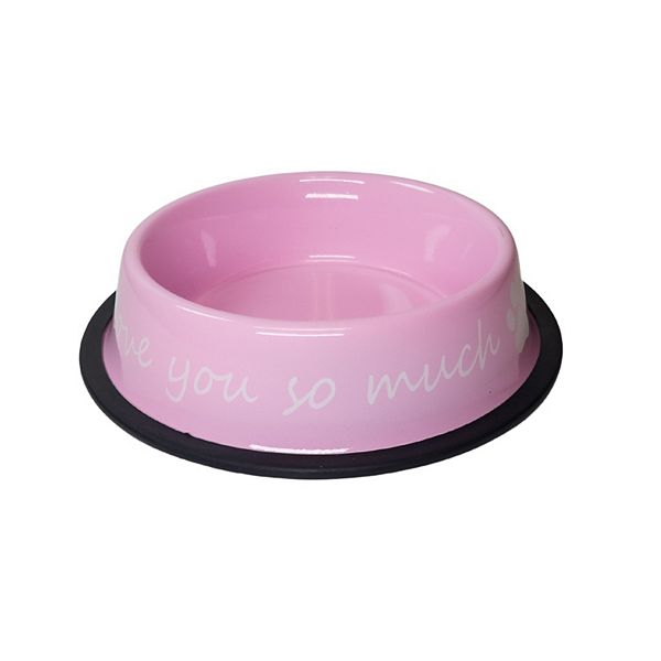 I LOVE YOU SO MUCH Modern Dog Feeder with Stainless Steel Bowls  Pink/24oz JoJo Modern Pets