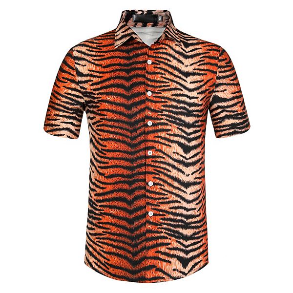 Men's Leopard Print Short Sleeves Summer Animal Printed Shirts Lars Amadeus