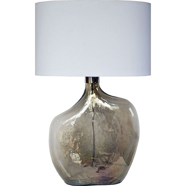 27.5" Smoke Luster Glass Table Lamp with Off White Modified Drum Shade Signature Home Collection