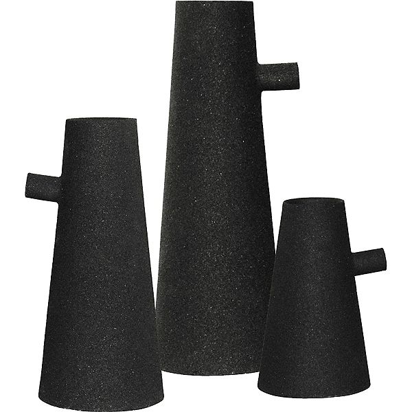 Set of 3 Matte Black Contemporary Textured Vases 10" Signature Home Collection