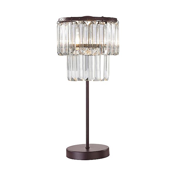 18" Bronze Table Lamp with Clear Multi-Crystal Shade Contemporary Home Living