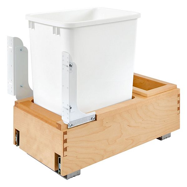 Rev-a-shelf Single 35 Qt. Pullout Bottom Mount Trash Can, Maple, 4wc-15dm1 Rev-A-Shelf