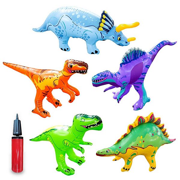 Inflatable Dinosaur Toys Set with Pump Perfect for Birthday Pool Parties Dazmers