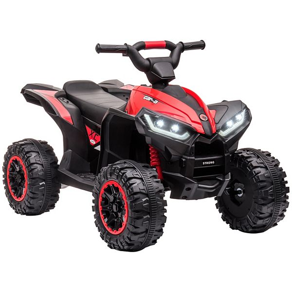 Aosom 12V Kids ATV Quad Car with Forward & Backward Function, Four Wheeler for Kids with Wear-Resistant Wheels, Music, Electric Ride-on ATV for Toddlers Ages 3-5 Years Old, Red Aosom