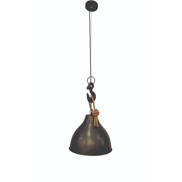 16" Black Hemp Rope Ceiling Pendant Light Fixture Signature Home Collection