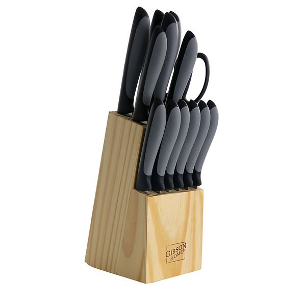 Gibson Home Dorain 14 Piece Stainless Steel Cutlery Set with Wood Block Gibson Home