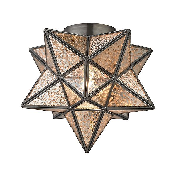 12" Bronze and Antique Silver 1-Light Geometric Flush Mount Ceiling Light Contemporary Home Living