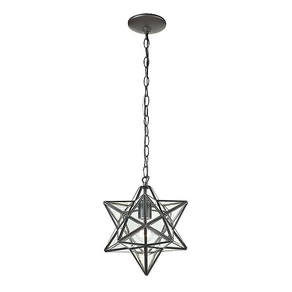 10" Star 1-Light Mini Pendant in Oiled Bronze with Clear Glass - Small Contemporary Home Living