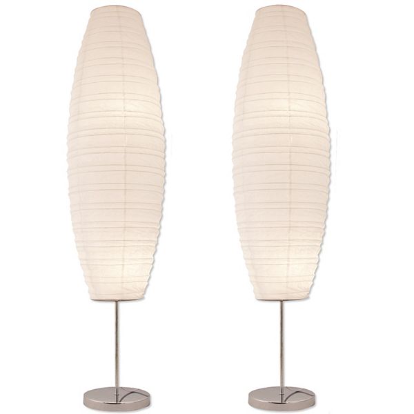 Diploma Chrome Floor Lamp With Paper Shade (2-Pack) Lightaccents