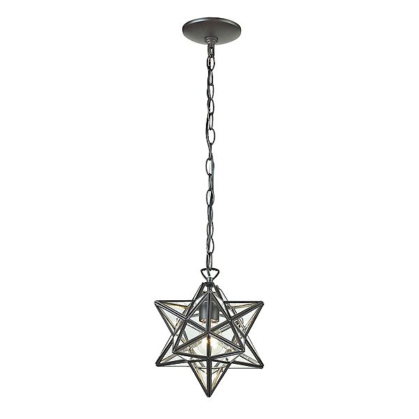 12" Star 1-Light Mini Pendant in Oiled Bronze with Clear Glass - Large Contemporary Home Living