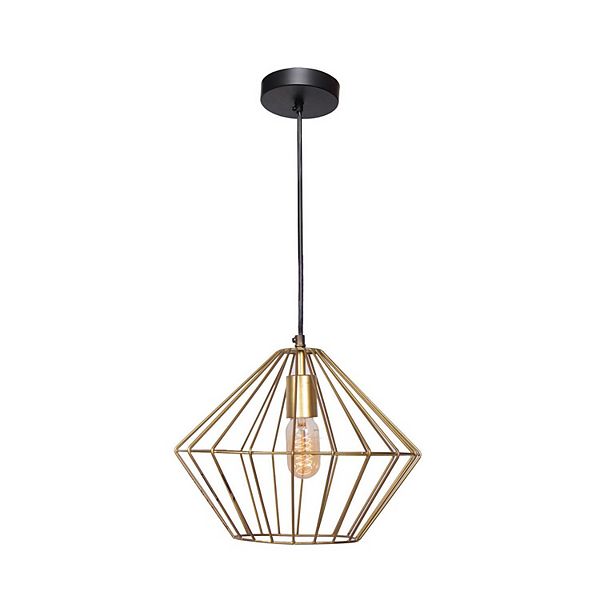 12" Black and Gold Angular Wire Shade Ceiling Pendant Light Fixture Signature Home Collection