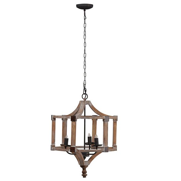 25" Brown and Black Classic Style Three Light Round Chandelier A&B Home