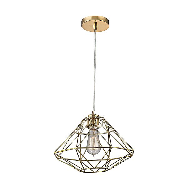 13" Gold Metal Geometric Design Shade 1-Light Pendant Ceiling Light Contemporary Home Living