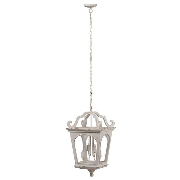 28.5" White and Clear Distressed Finish Four Light Chandelier A&B Home