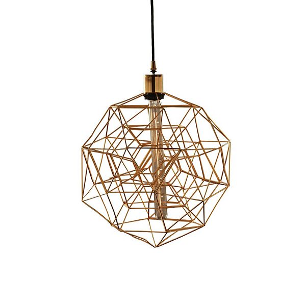 15" Gold and Black Geometric Ceiling Pendant Light Signature Home Collection