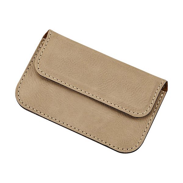 4.25" x 2.75" Tan Leatherette Card Case Contemporary Home Living