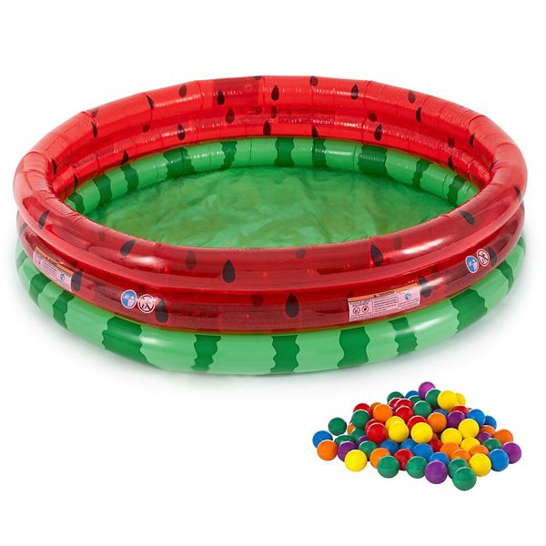 Intex Inflatable Kiddie Watermelon Pool with Multi-Colored Fun Ballz, 100 Pack Intex