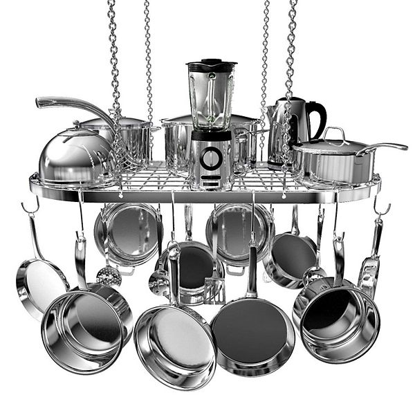 Hanging Cookware Organizer with Hooks for Kitchen Ceiling Rack Vdomus