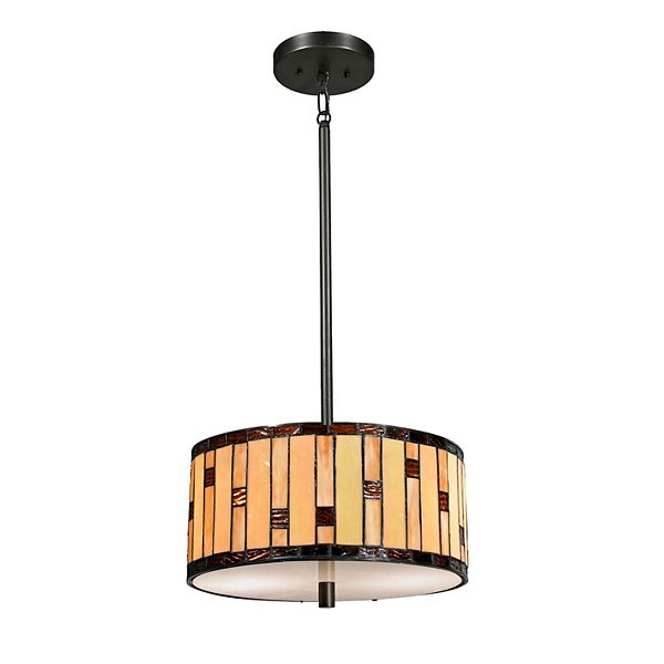 48" Black and Beige Contemporary Hanging Pendant Light Fixture Art Glass Designs