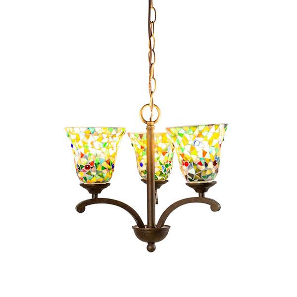 15.5" Brown and Yellow Contemporary 3-Light Chandelier Art Glass Designs