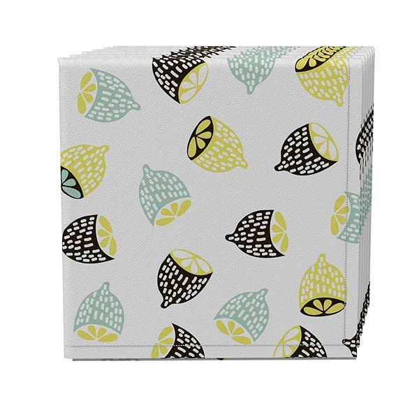 Napkin Set of 4, 100% Cotton, 20x20", Modern Citrus Fruit Fabric Textile Products