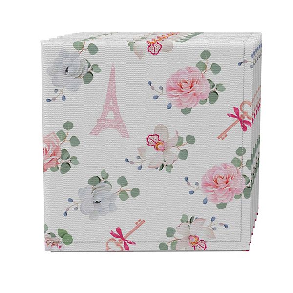 Napkin Set of 4, 100% Cotton, 20x20", Romantic Paris Fabric Textile Products