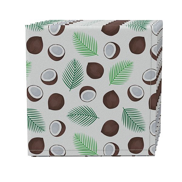 Napkin Set of 4, 100% Cotton, 20x20", Coconut Fruit and Palms Fabric Textile Products