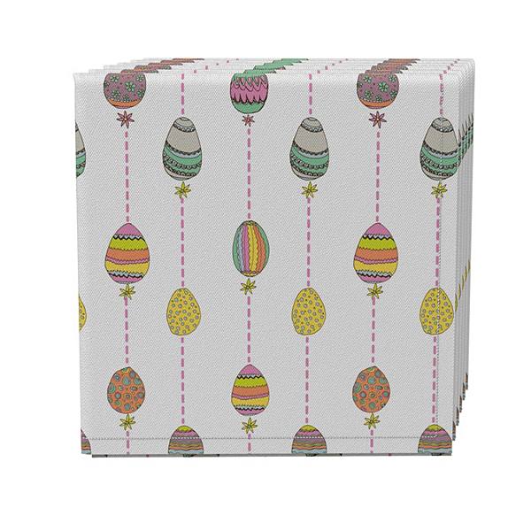 Napkin Set of 4, 100% Cotton, 20x20", Easter Egg Stripe Fabric Textile Products