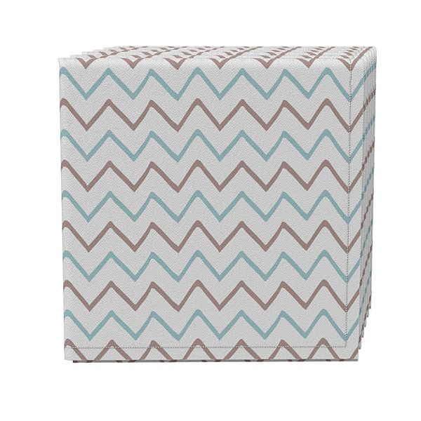 Napkin Set of 4, 100% Cotton, 20x20", Hand Drawn Chevron Fabric Textile Products