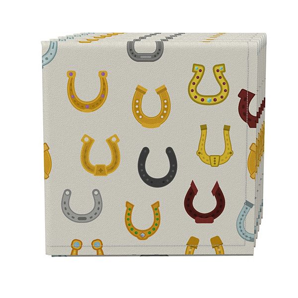 Napkin Set of 4, 100% Cotton, 20x20", Horseshoe Icons Fabric Textile Products