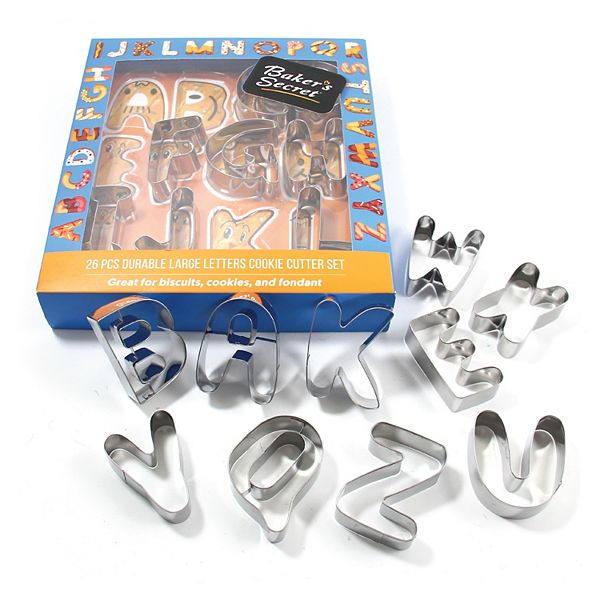 Baker's Secret Stainless Steel Heat Resistant Set of 26 Letter Cookie Cutter Set 11.02"x2.17"x12.4" Baker's Secret