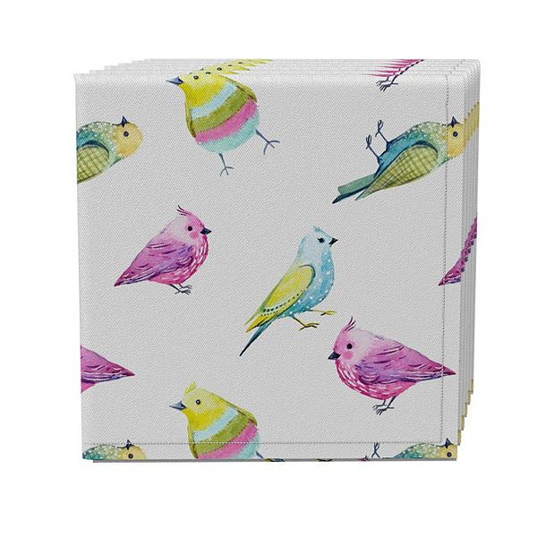 Napkin Set of 4, 100% Cotton, 20x20", Rainbow Birds Fabric Textile Products