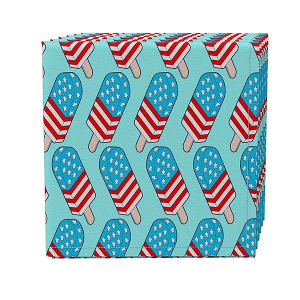 Napkin Set of 4, 100% Cotton, 20x20", Patriotic Ice Pops Fabric Textile Products