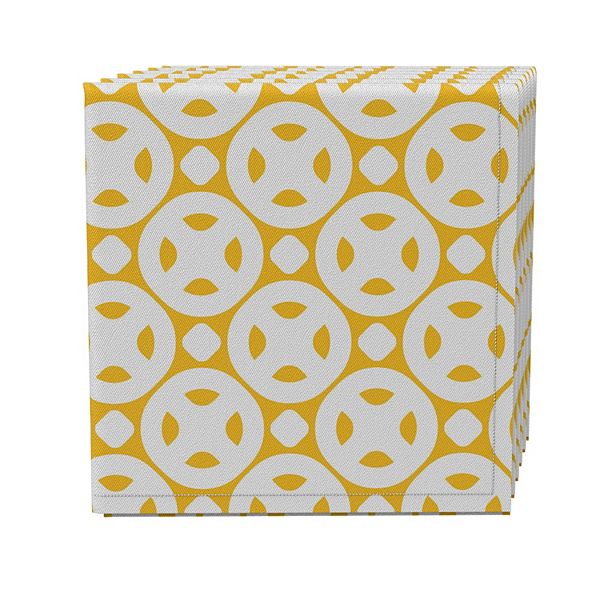 Napkin Set of 4, 100% Cotton, 20x20", Golden Retro Style Fabric Textile Products