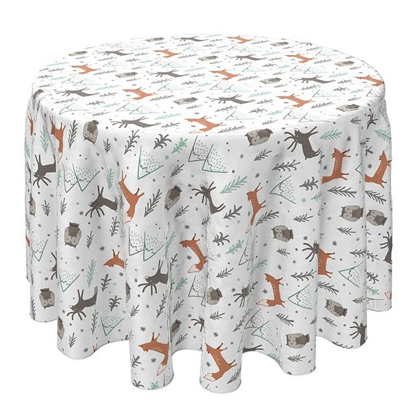 Round Tablecloth, 100% Cotton, 60 Round", Winter Forest Fabric Textile Products