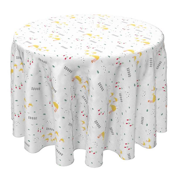 Round Tablecloth, 100% Cotton, 60 Round", Farm Chickens Fabric Textile Products