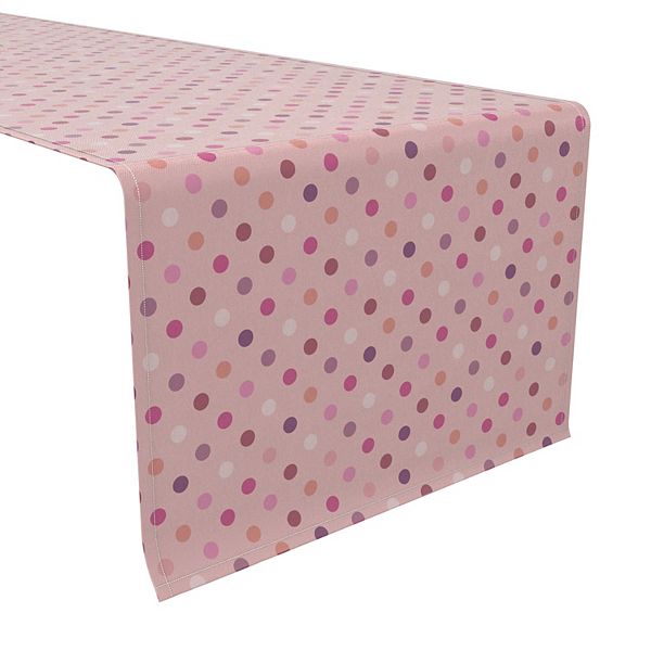 Table Runner, 100% Cotton, 16x108", Fun Pink Dots Fabric Textile Products