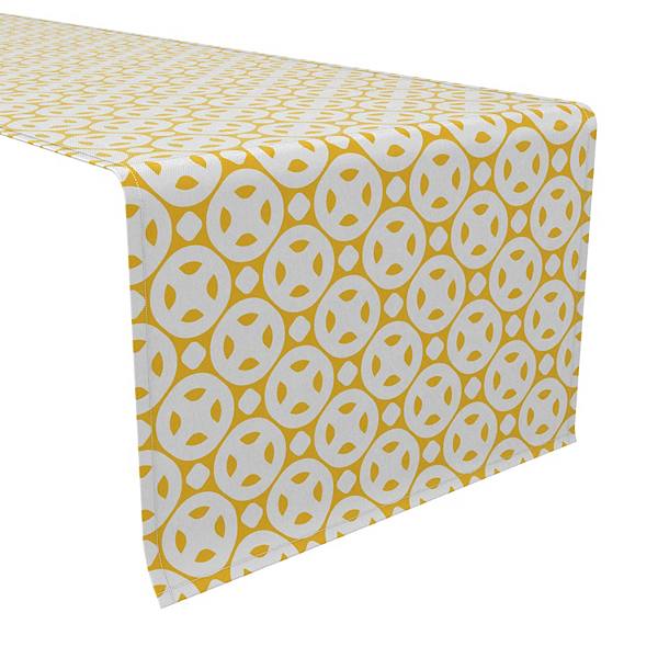 Table Runner, 100% Cotton, 16x108", Golden Retro Style Fabric Textile Products