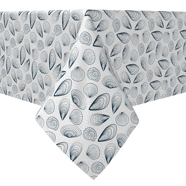 Square Tablecloth, 100% Cotton, 60x60", Ocean Shells and Waves Fabric Textile Products