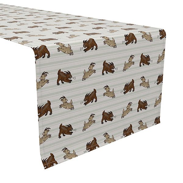 Table Runner, 100% Cotton, 16x108", Jumping Goats Fabric Textile Products