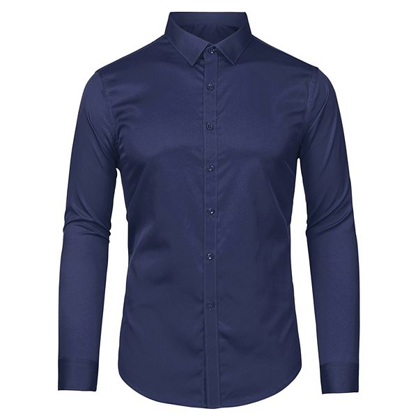 Men's Dress Regular Fit Point Collar Long Sleeve Button Down Shirts Lars Amadeus